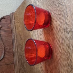 2 Red Vintage Candle Holders
